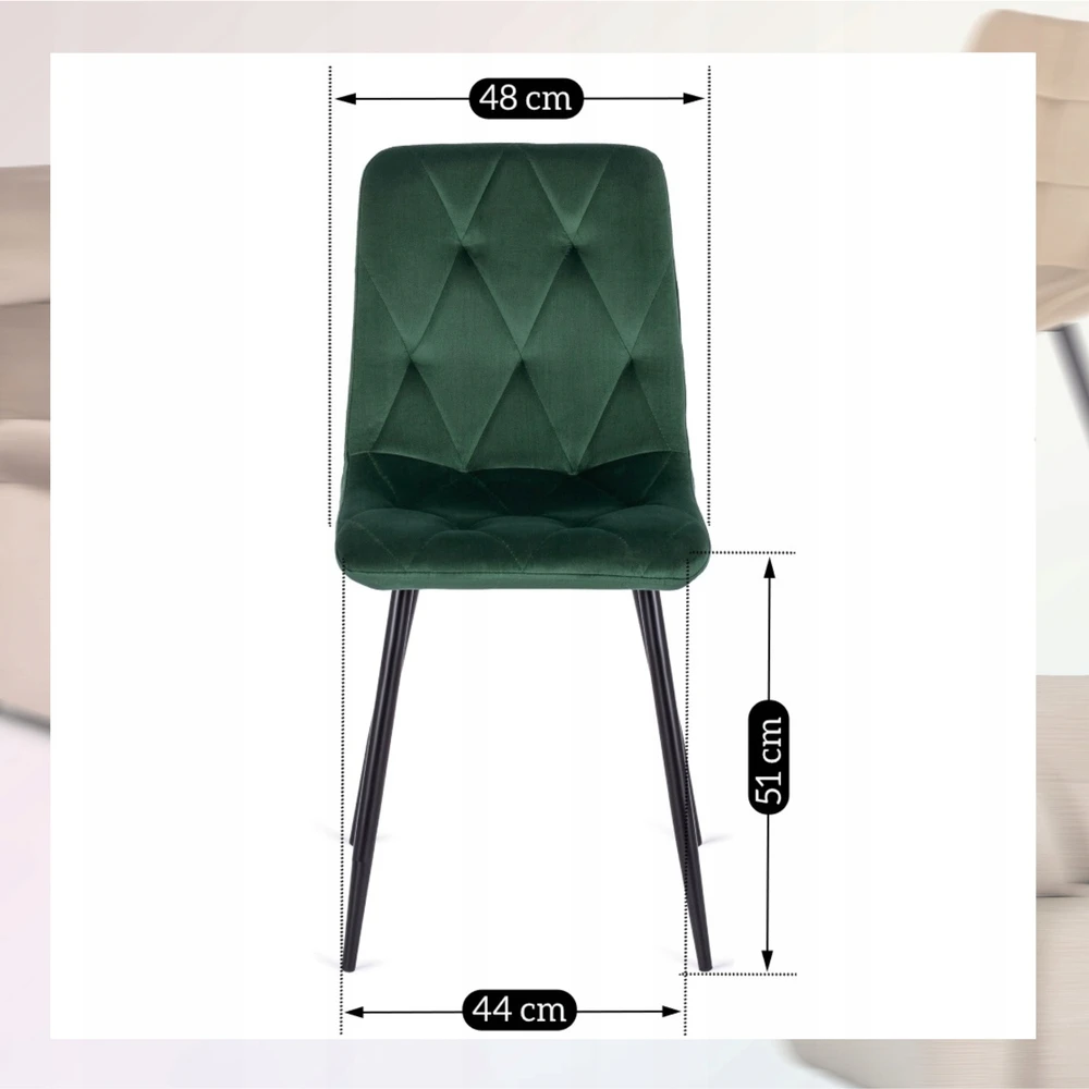 Mebel Elite Minkšta veliūrinė virtuvės kėdė valgomojo svetainei Loft Žalias ROBIN
