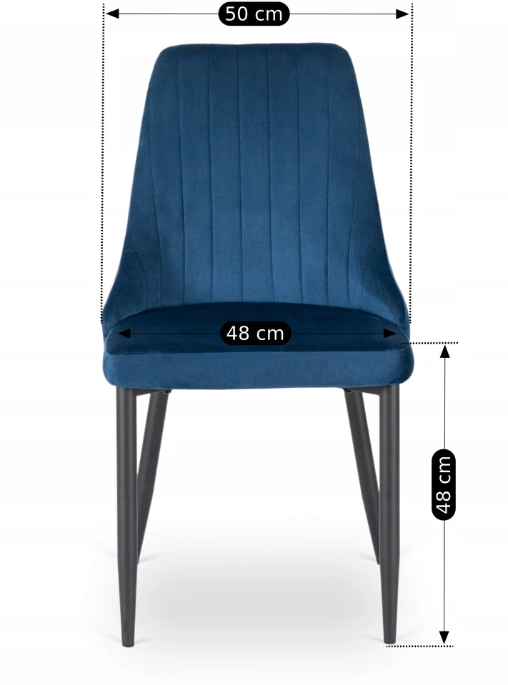 Mebel Elite Minkšta veliūrinė virtuvės kėdė valgomajam, svetainei, tamsiai mėlyna BARI
