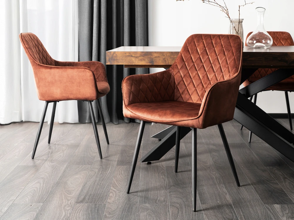 Mebel Elite Minkšta veliūrinė virtuvės kėdė gyvenamajam valgomajam Rude BRESSO