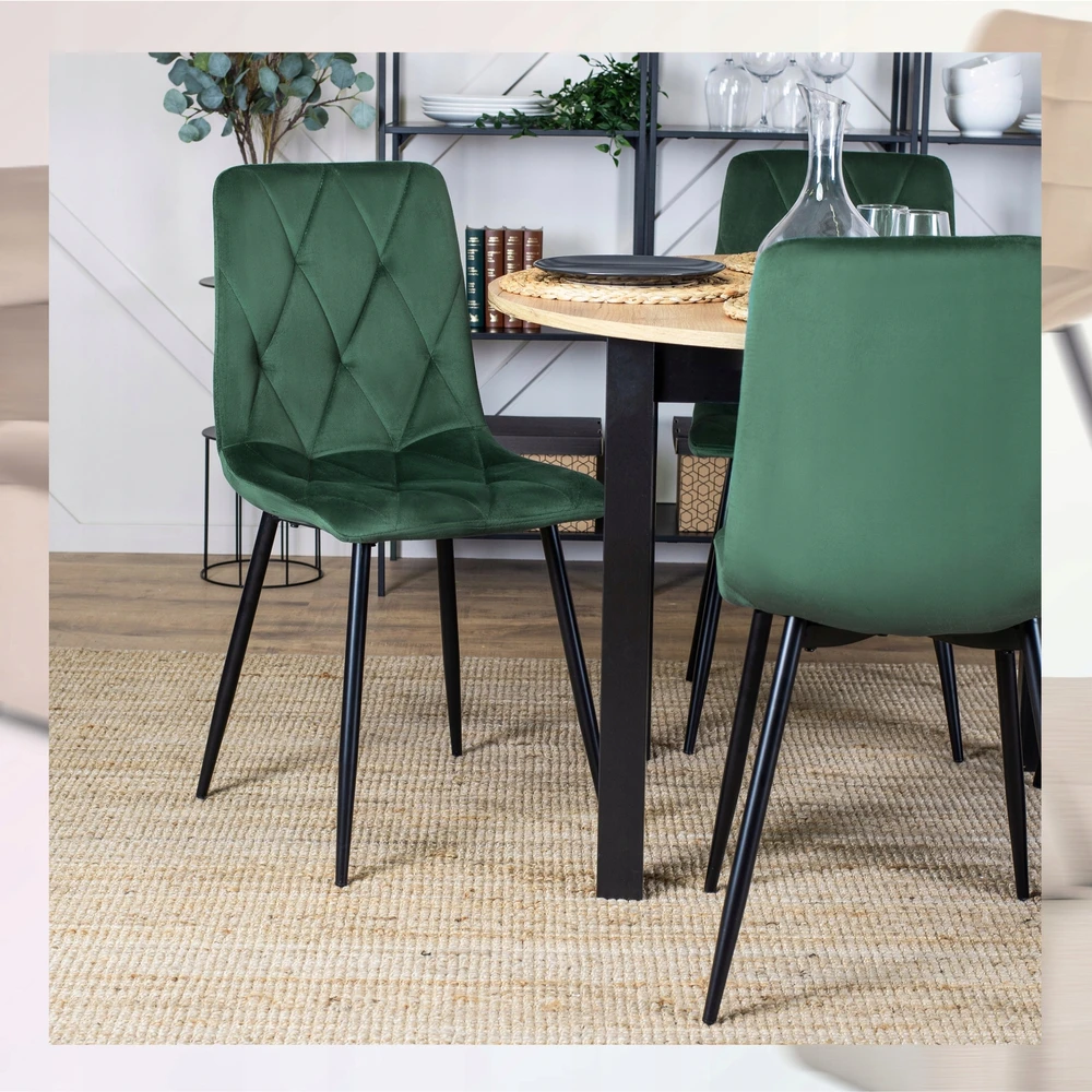 Mebel Elite Minkšta veliūrinė virtuvės kėdė valgomojo svetainei Loft Žalias ROBIN