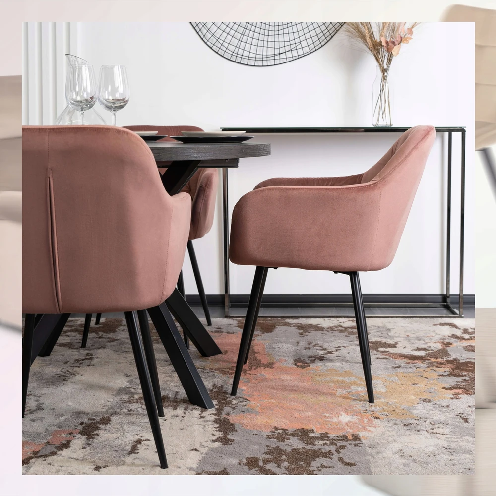 Mebel Elite Minkšta virtuvė Svetainė Kaušas Valgomojo Kėdė Rožinė VIKI