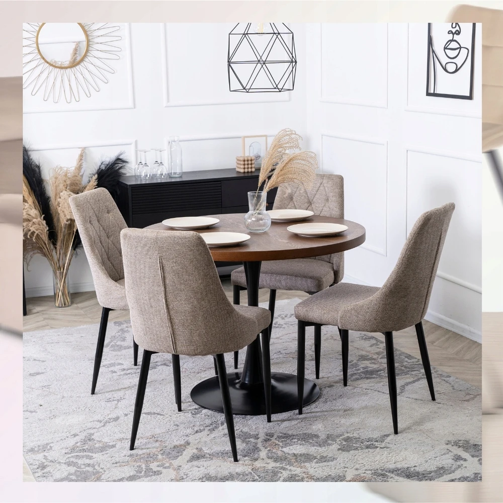Fotelis Mebel Elite Minkšta virtuvės audinio kėdė valgomajam Svetainės Loft rusvai gelsvas CORK 2