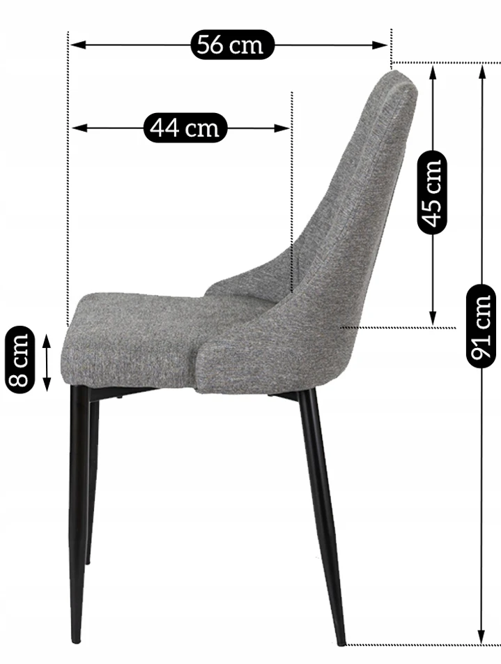 Mebel Elite Pilka minkšta valgomojo kėdė „Kirka“ su aksomo apmušalu ir juodomis metalinėmis kojelėmis