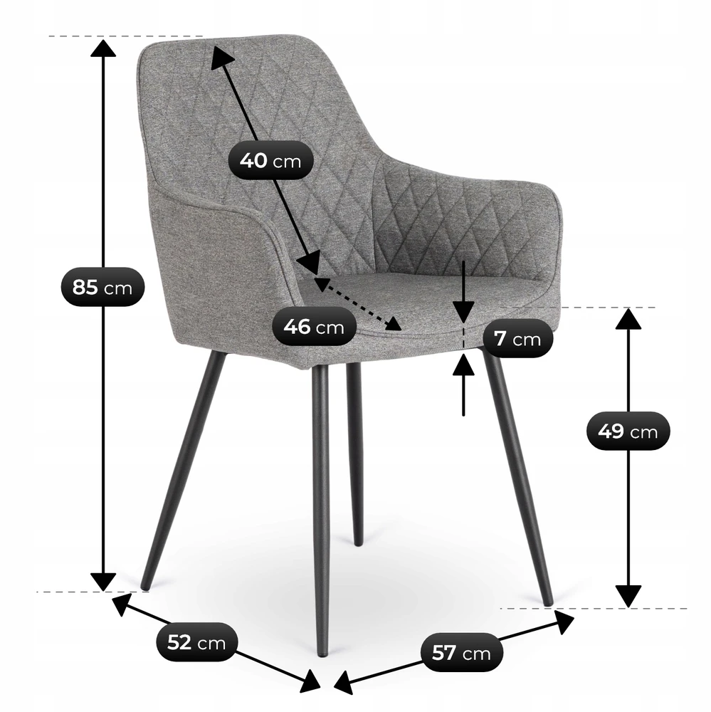 Mebel Elite Minkšta virtuvės kėdė svetainei valgomajam Pilka BRESSO 2