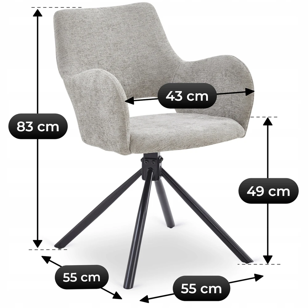 Mebel Elite Minkšta virtuvės kėdė valgomajam, virtuvės svetainei, ėrienos pilka FLAV