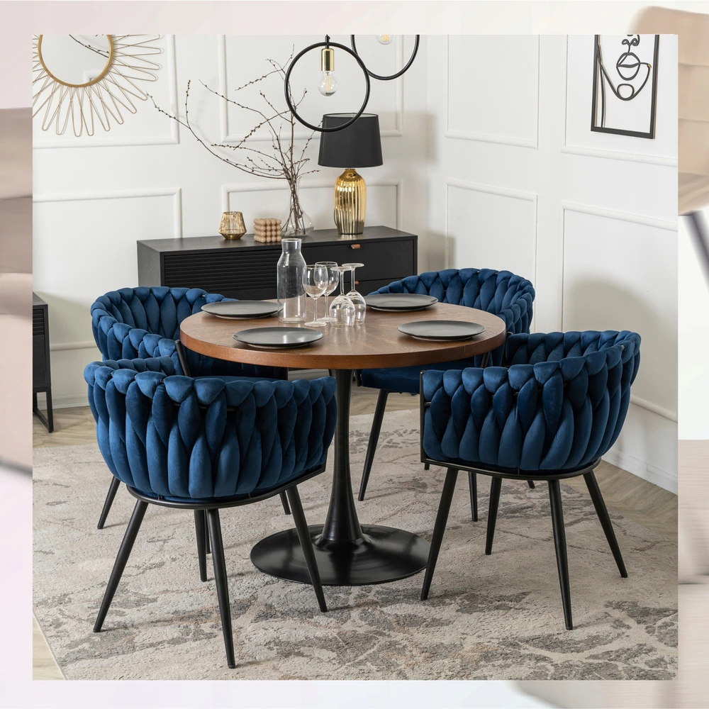 Fotelis Mebel Elite Kėdė ELENA, tamsiai mėlyna, veliūras
