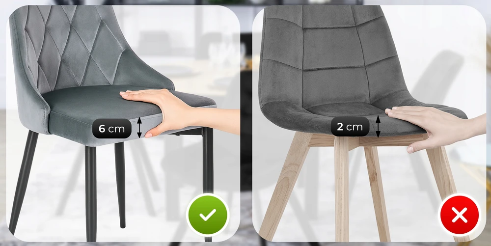 Mebel Elite Minkšta virtuvės svetainės valgomojo kėdė, aksominė pilka KAMŠTĖ
