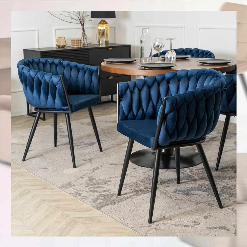 Fotelis Mebel Elite Kėdė ELENA, tamsiai mėlyna, veliūras
