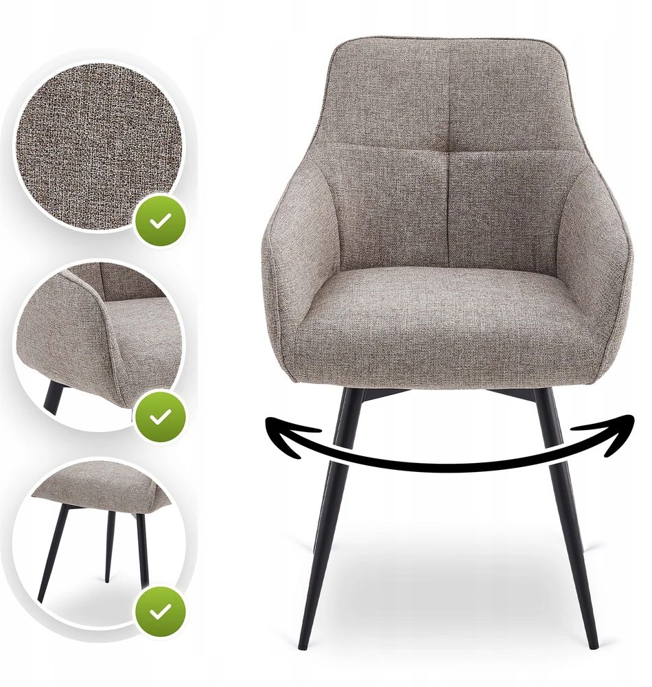 Fotelis Mebel Elite Minkštas besisukantis svetainės krėslas LARISA Cappuccino Modern