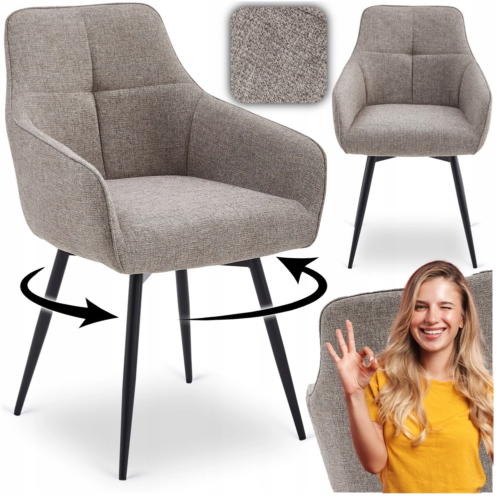 Fotelis Mebel Elite Minkštas besisukantis svetainės krėslas LARISA Cappuccino Modern