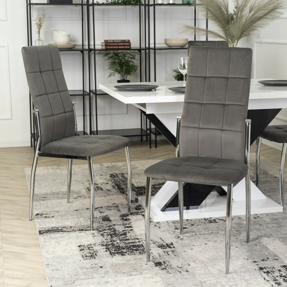 Mebel Elite MINŠTA VIRTUVĖS KĖDĖ SVETAINEI VALGOMO VIRTUVĖ VELIURAS Pilkas MOLLY
