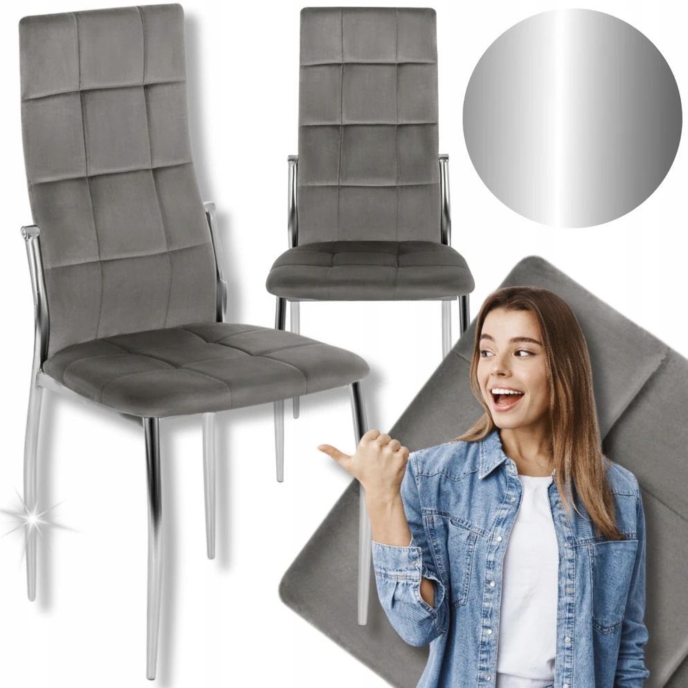 Mebel Elite MINŠTA VIRTUVĖS KĖDĖ SVETAINEI VALGOMO VIRTUVĖ VELIURAS Pilkas MOLLY