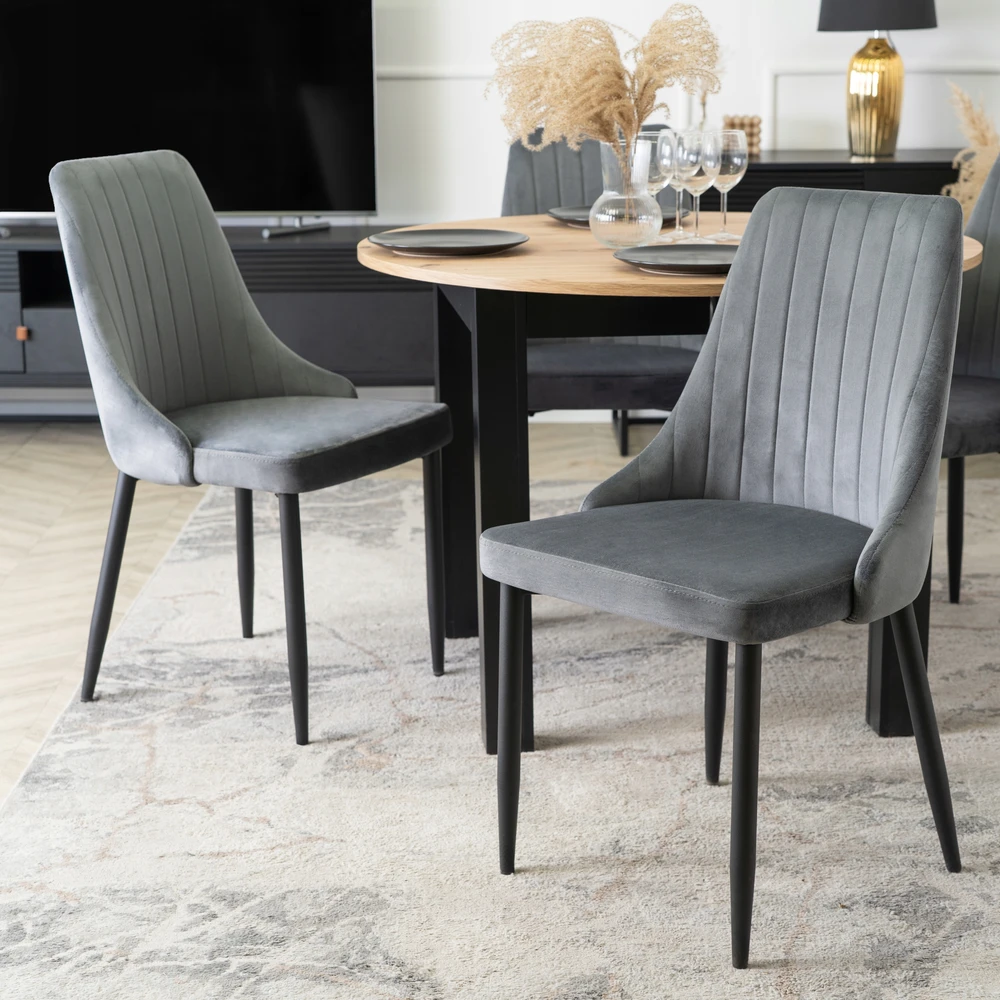 Mebel Elite Pilka minkšta virtuvė Svetainės valgomojo kėdė BARI