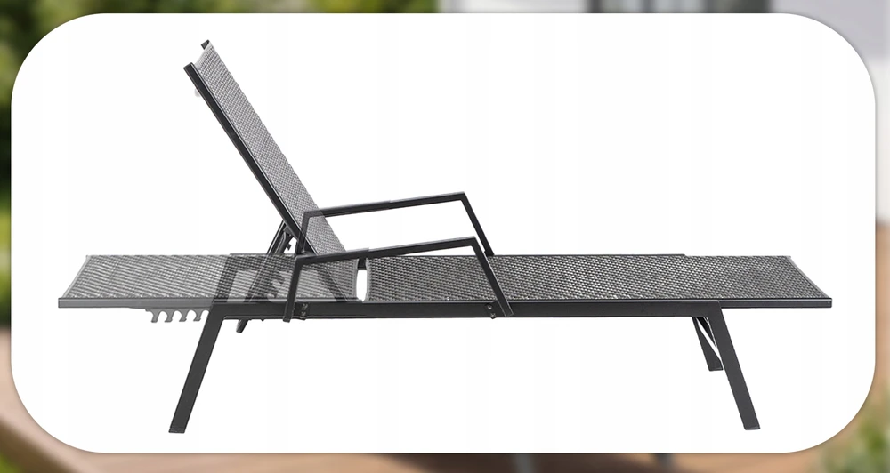 Grandininis pjūklas Mebel Elite ROULE Technorattan juodas sodo šezlongas