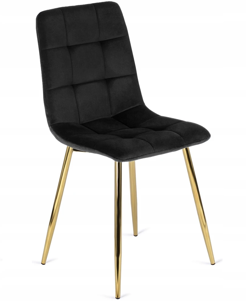 Mebel Elite Veliūrinė kėdė valgomojo kambariui Glamour aukso kojos svetainė kosmetiniam staliukui juoda YORK