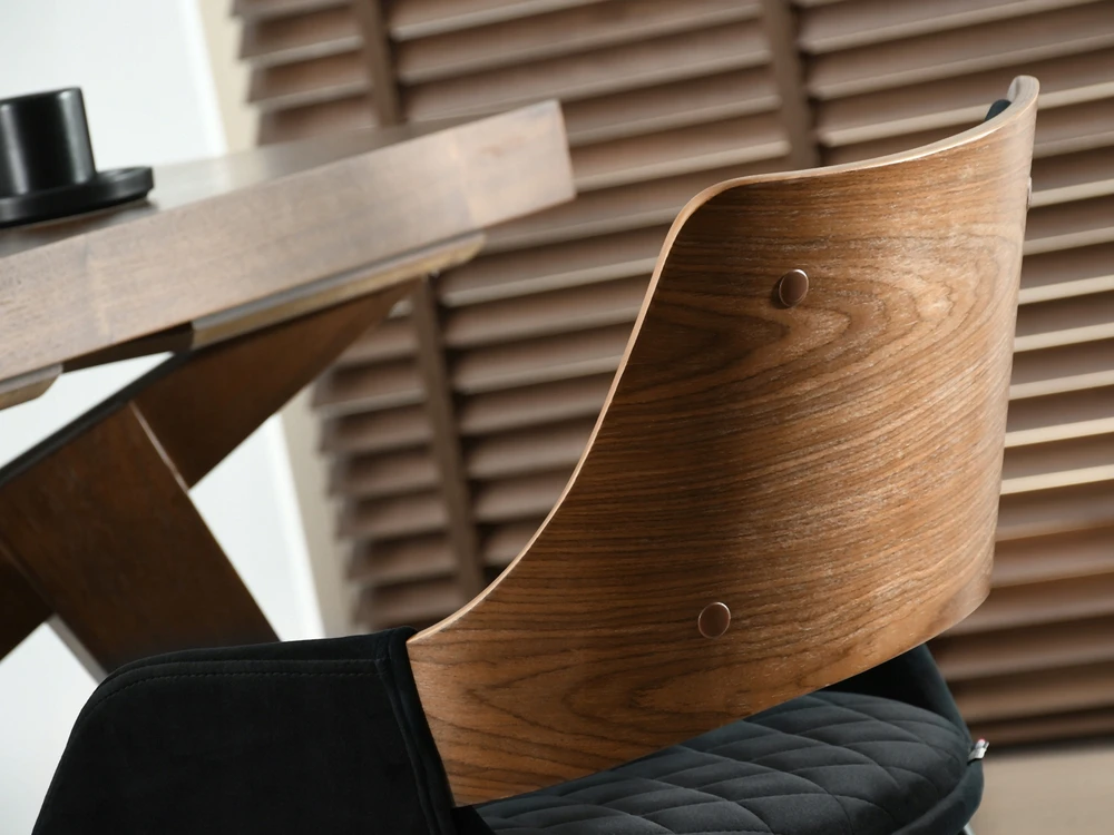 Mebel Partner APDARBINĖ SVETAINĖS KĖDĖ IŠ MEDIENOS IR faneros CARO MORGAN VELVET GRAIKIŲ RIEŠUTŲ JUODOS