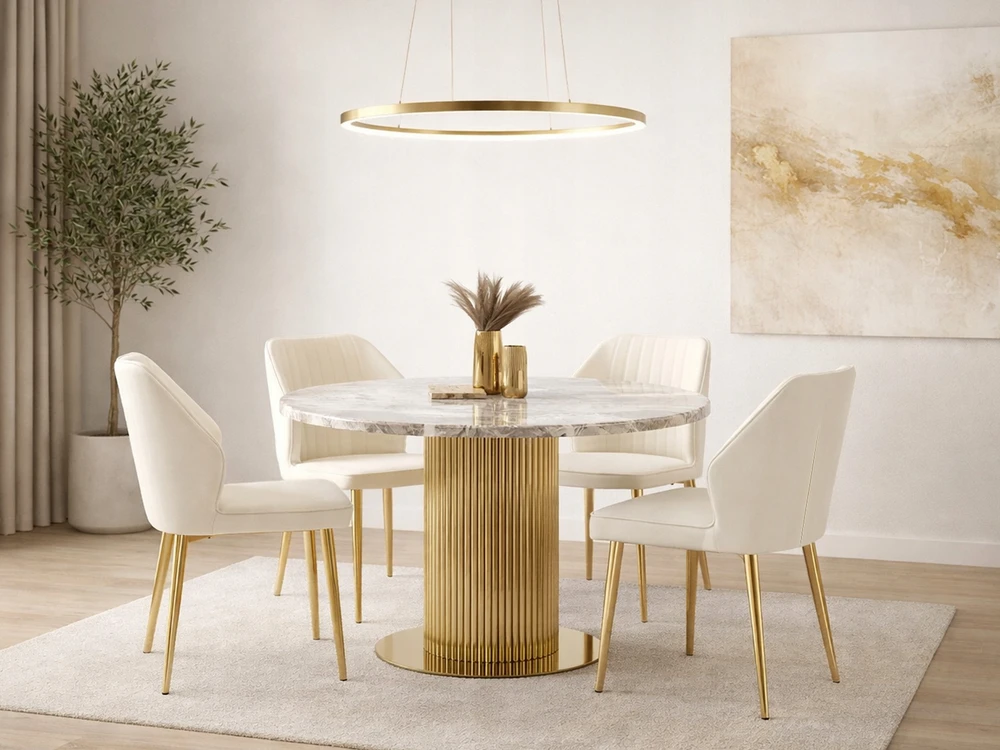 Mebel Partner CHIC SOLIDI GLAMOUR KĖDĖ, ŠVIESUS VELIŪRAS, ANT AUKSINĖS KOJELĖS, GASPAR, KREMINIS