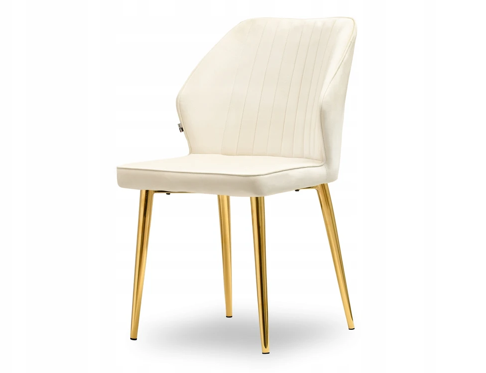 Mebel Partner CHIC SOLIDI GLAMOUR KĖDĖ, ŠVIESUS VELIŪRAS, ANT AUKSINĖS KOJELĖS, GASPAR, KREMINIS