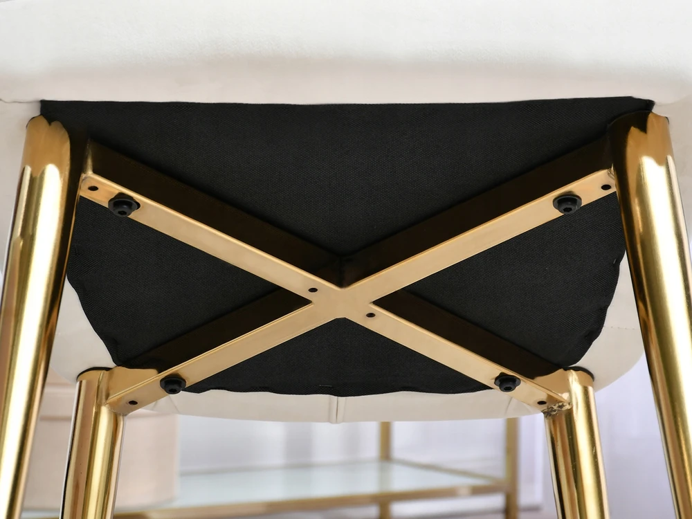 Mebel Partner CHIC SOLIDI GLAMOUR KĖDĖ, ŠVIESUS VELIŪRAS, ANT AUKSINĖS KOJELĖS, GASPAR, KREMINIS
