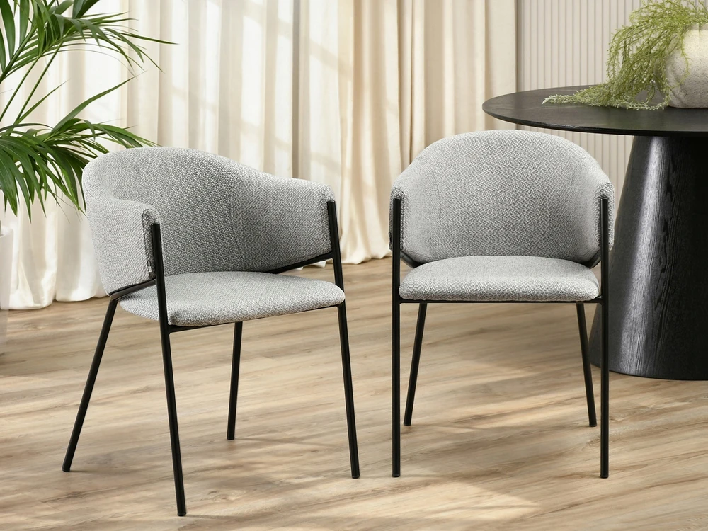 Mebel Partner CLOE BUCKET KĖDĖ SU porankiais PILKAS AUDINIS Juodas RĖMAS 4 KOJOS
