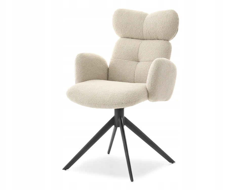 Mebel Partner DESIGNER BOUCLE KĖDĖ SU porankiais ir galvos atrama MADELINE BEIGE