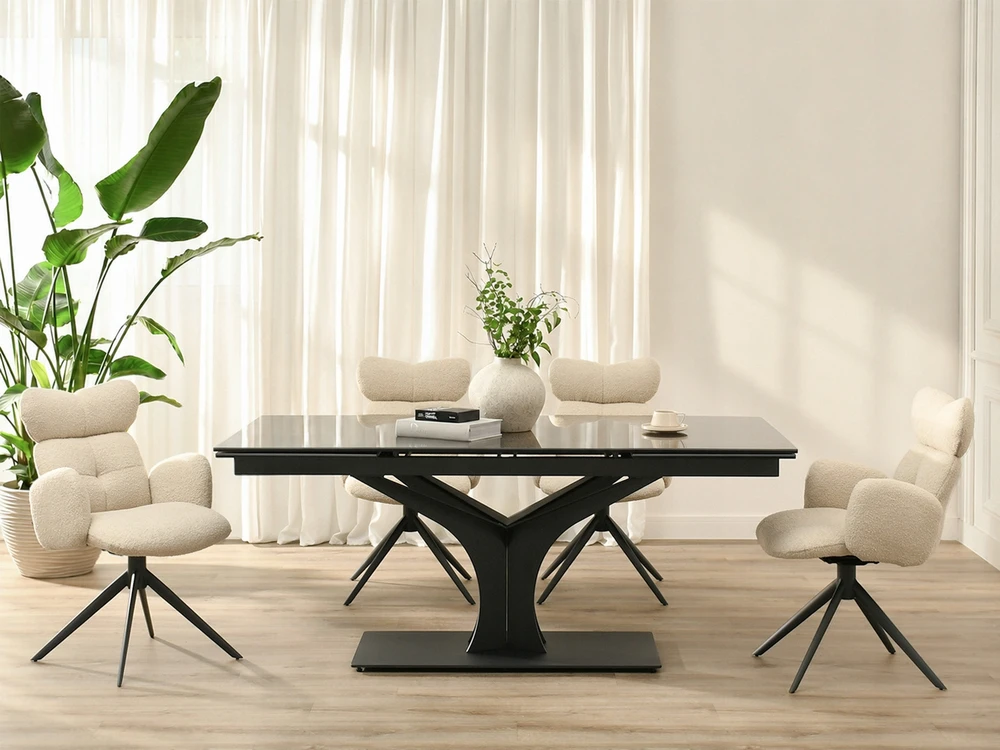 Mebel Partner DESIGNER BOUCLE KĖDĖ SU porankiais ir galvos atrama MADELINE BEIGE