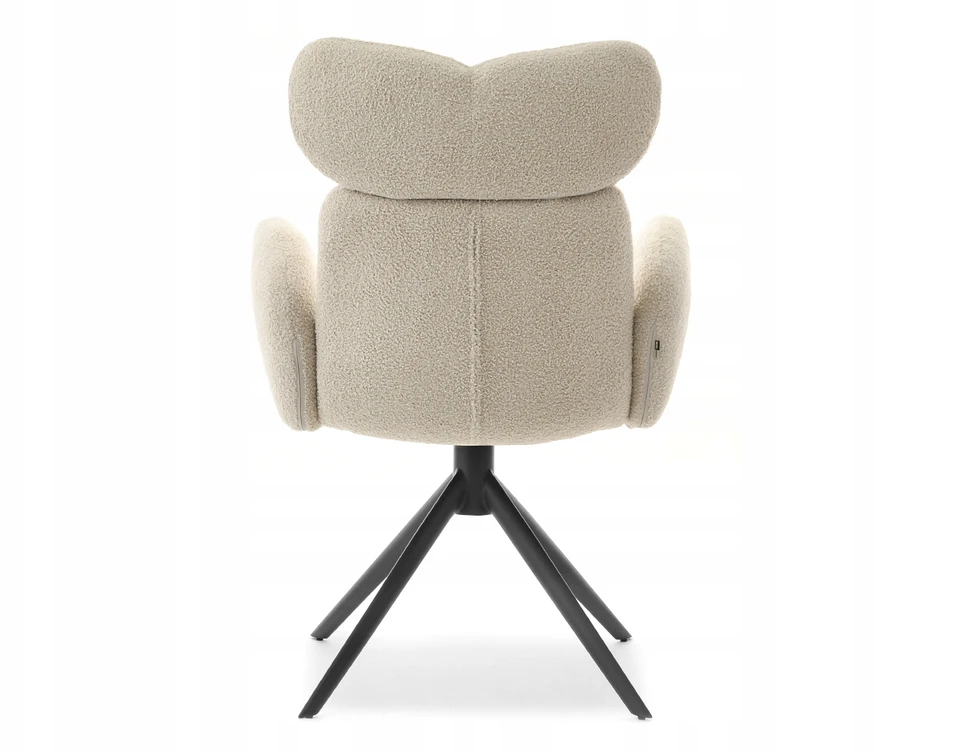 Mebel Partner DESIGNER BOUCLE KĖDĖ SU porankiais ir galvos atrama MADELINE BEIGE