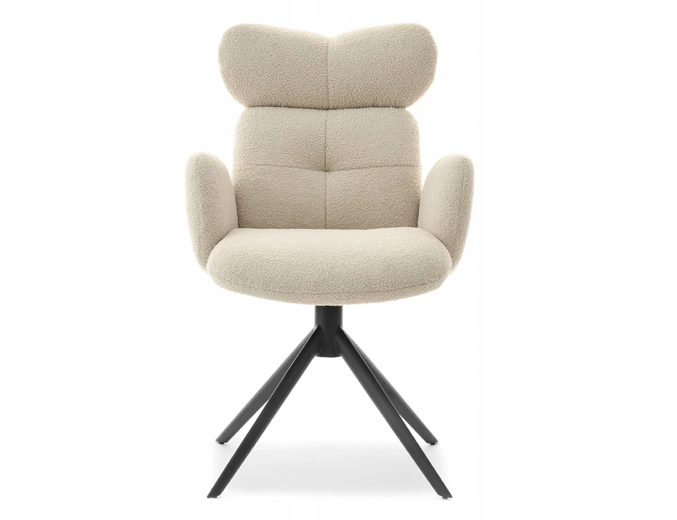 Mebel Partner DESIGNER BOUCLE KĖDĖ SU porankiais ir galvos atrama MADELINE BEIGE
