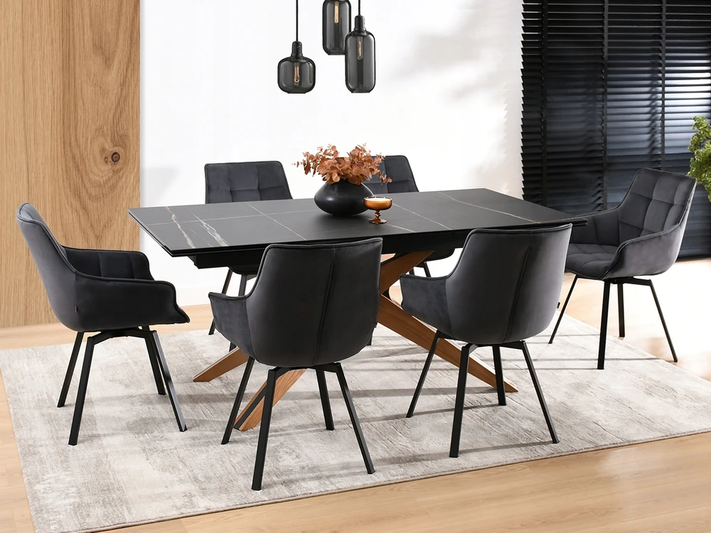 Mebel Partner DIDELIS, PATOGIS ARUBA SUKIMASIS KAUŠAS KĖDĖ, GRAFITINIS VELIURAS - Juodas