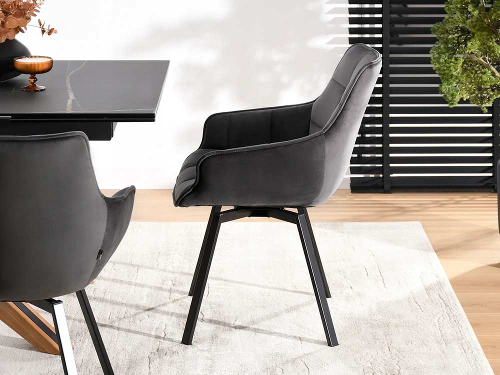 Mebel Partner DIDELIS, PATOGIS ARUBA SUKIMASIS KAUŠAS KĖDĖ, GRAFITINIS VELIURAS - Juodas