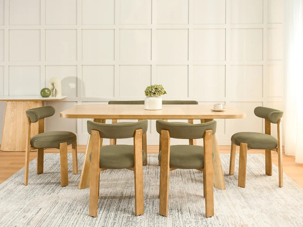 Mebel Partner DIZAINO APVALI KĖDĖ SU ATGARA SVETAINEI ŽALIOS KALINDA Ąžuolo kojos