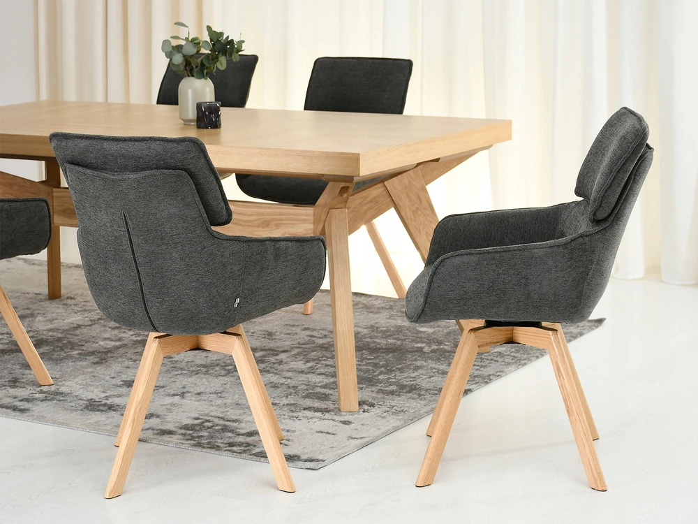 Mebel Partner DORIAN GRAPHITE ĄŽUOLO SUKAMOJI KĖDĖ SU AUKŠTA NUGARA IR PORANKIAIS