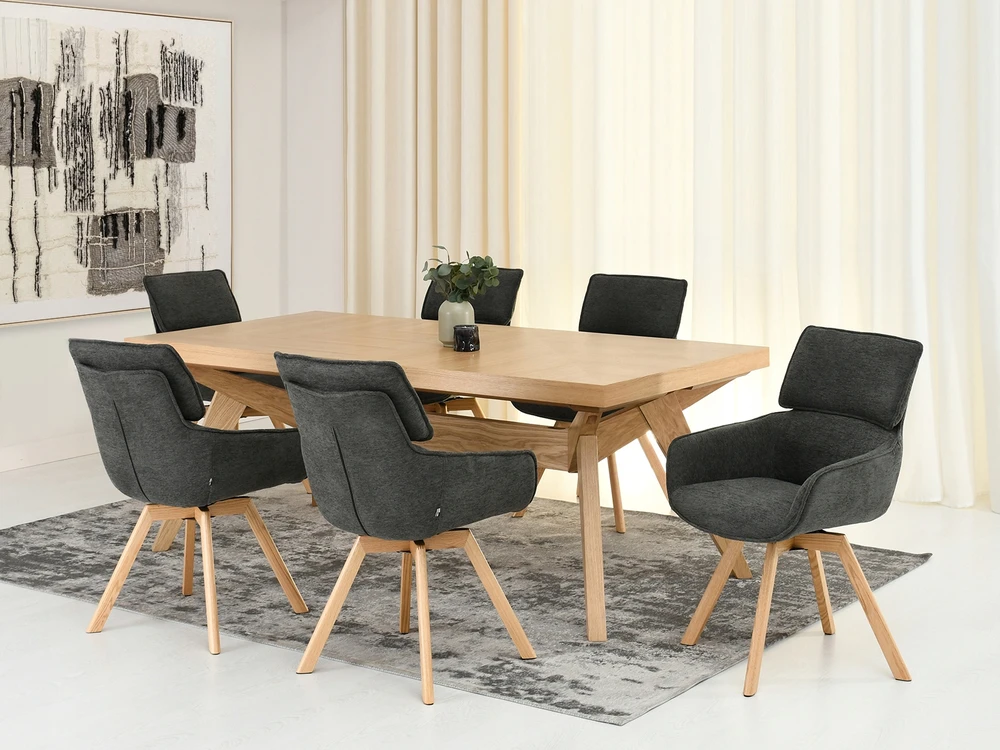 Mebel Partner DORIAN GRAPHITE ĄŽUOLO SUKAMOJI KĖDĖ SU AUKŠTA NUGARA IR PORANKIAIS