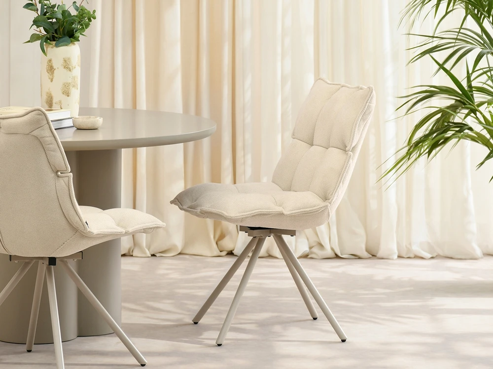 Mebel Partner Dygsniuota SUKAMAMA KĖDĖ VALKOJOJE BE RANKŲ ATRAŠKŲ KREMINĖ AMIR BEIGE