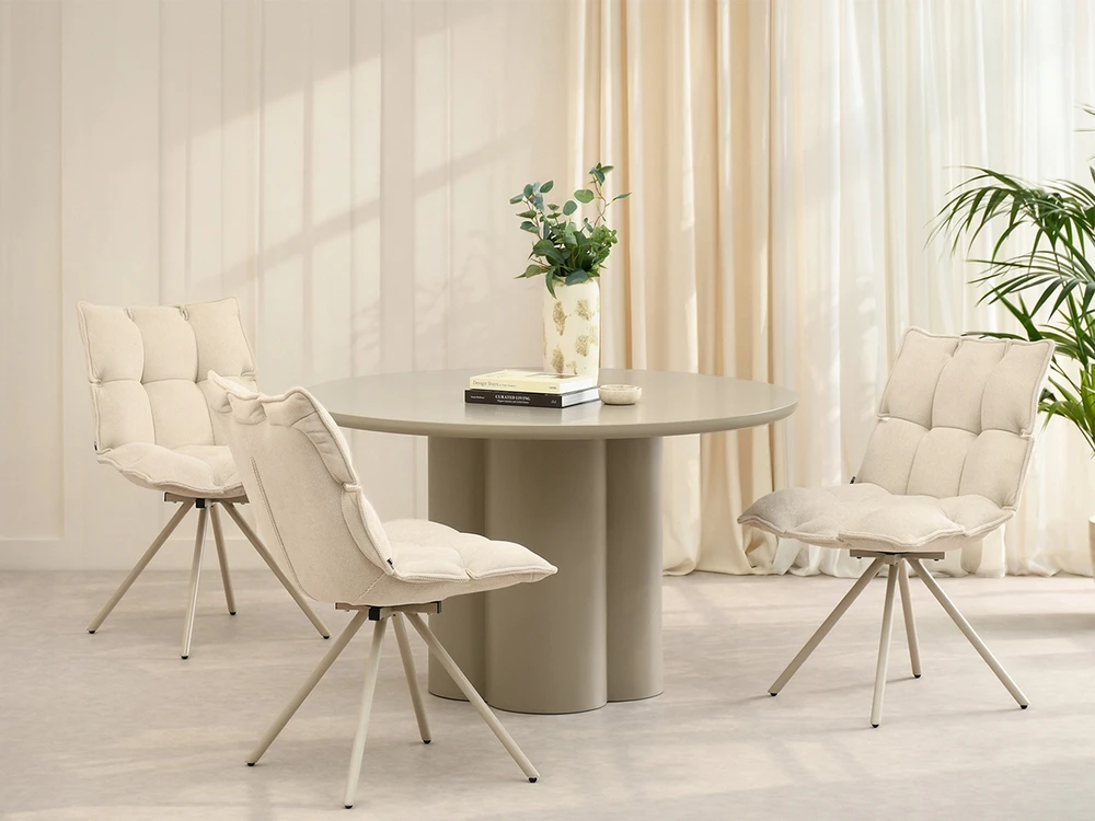 Mebel Partner Dygsniuota SUKAMAMA KĖDĖ VALKOJOJE BE RANKŲ ATRAŠKŲ KREMINĖ AMIR BEIGE