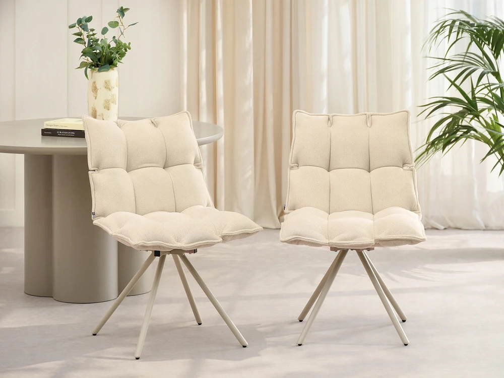 Mebel Partner Dygsniuota SUKAMAMA KĖDĖ VALKOJOJE BE RANKŲ ATRAŠKŲ KREMINĖ AMIR BEIGE
