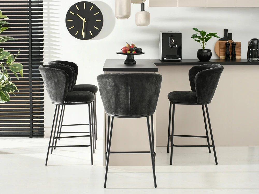 Mebel Partner ELEGANTAS BARO KABLIS VIRTUVĖS SALAI PATOGIAI NUGARĖS KUMAR Juodas