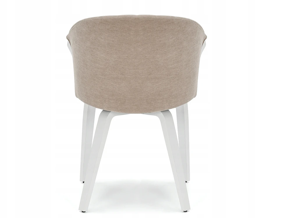 Mebel Partner ELEGANTIŠKA KAUŠINĖ KĖDĖ STILINGAM VALGOMO KAMBARIUI BEIGE GUZMAN BALTA MEDIENA