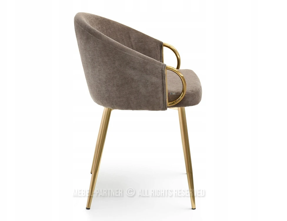 Mebel Partner ELEGANTIŠKA KĖDĖ ANT AUKSINIŲ KOJŲ CLARA SAND GLAMOUR