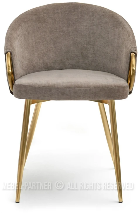 Mebel Partner ELEGANTIŠKA KĖDĖ ANT AUKSINIŲ KOJŲ CLARA SAND GLAMOUR
