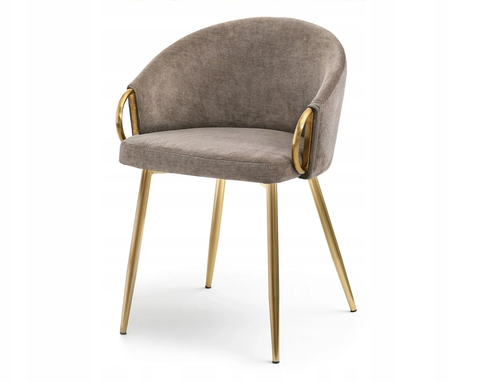 Mebel Partner ELEGANTIŠKA KĖDĖ ANT AUKSINIŲ KOJŲ CLARA SAND GLAMOUR