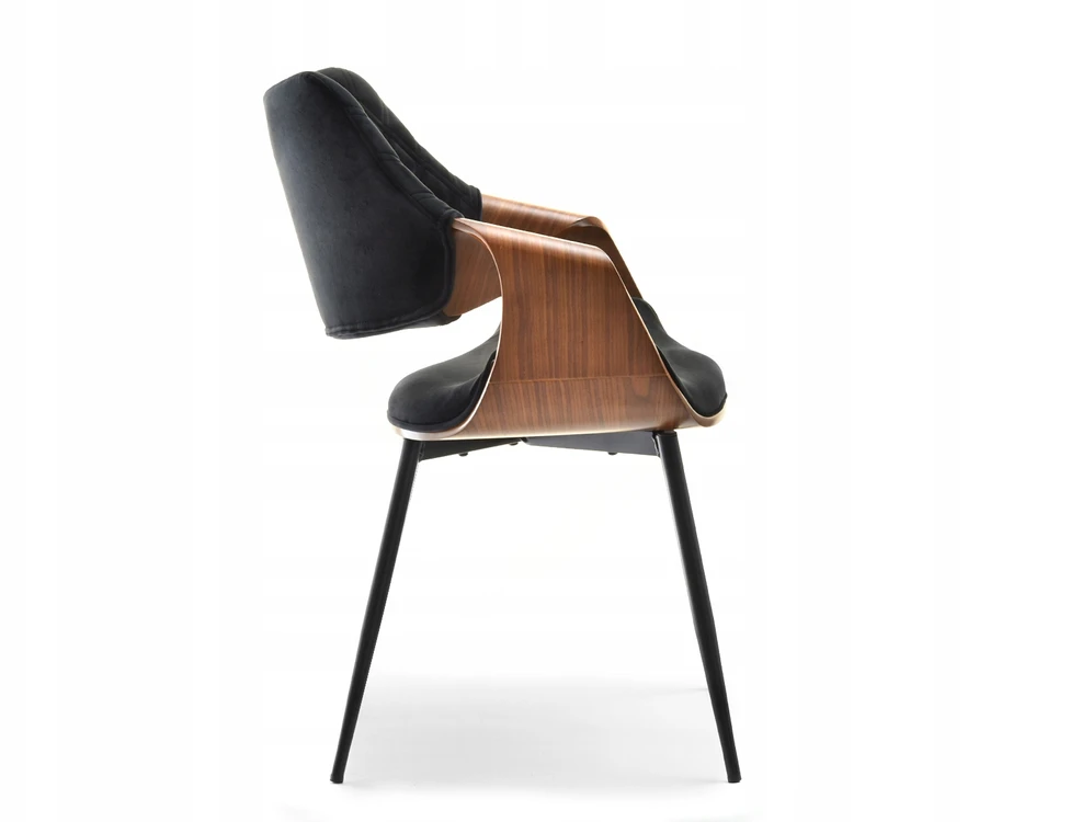 Mebel Partner ELEGANTIŠKA MODERNI KĖDĖ IŠ faneros veliūrinio metalo RENZO WALNUT Juodas