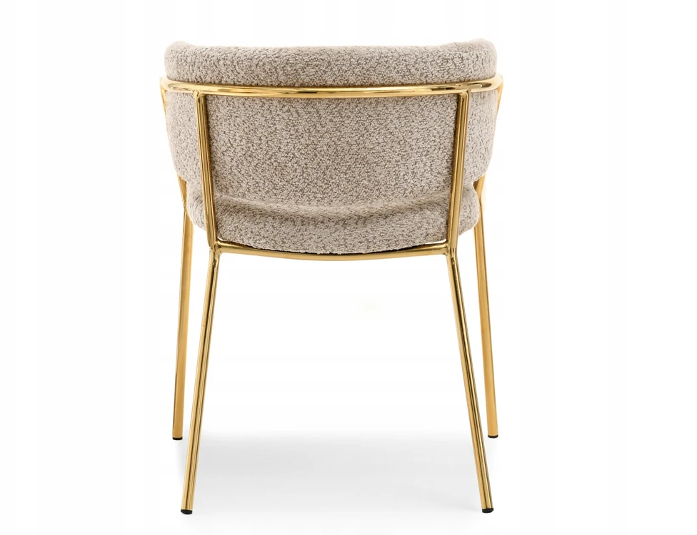 Mebel Partner ELEGANTIŠKA PATOGI SORIN BOUCLE BEIGE KĖDĖ AUKSINĖMIS KOJĖLĖMIS