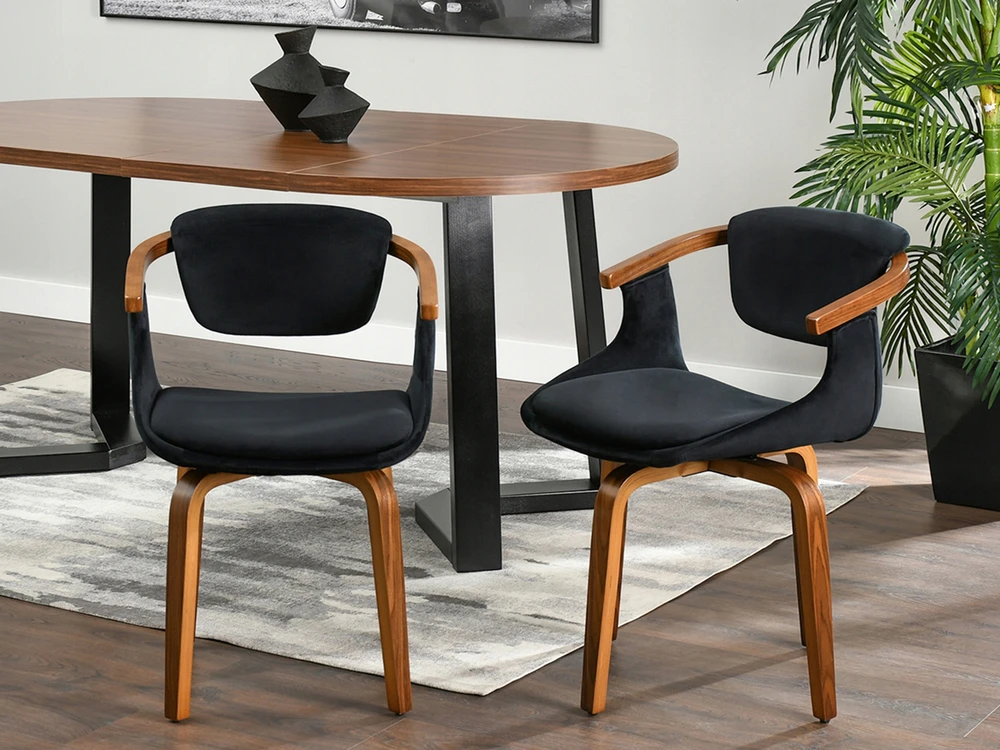 Mebel Partner ELEGANTIŠKA SVETAINĖS KĖDĖ, SUKIMAS, LANKSTYTA MEDIENA, GRAIKIETŲ RIEŠUTŲ KĖDĖ, Juodas VELIŪRAS