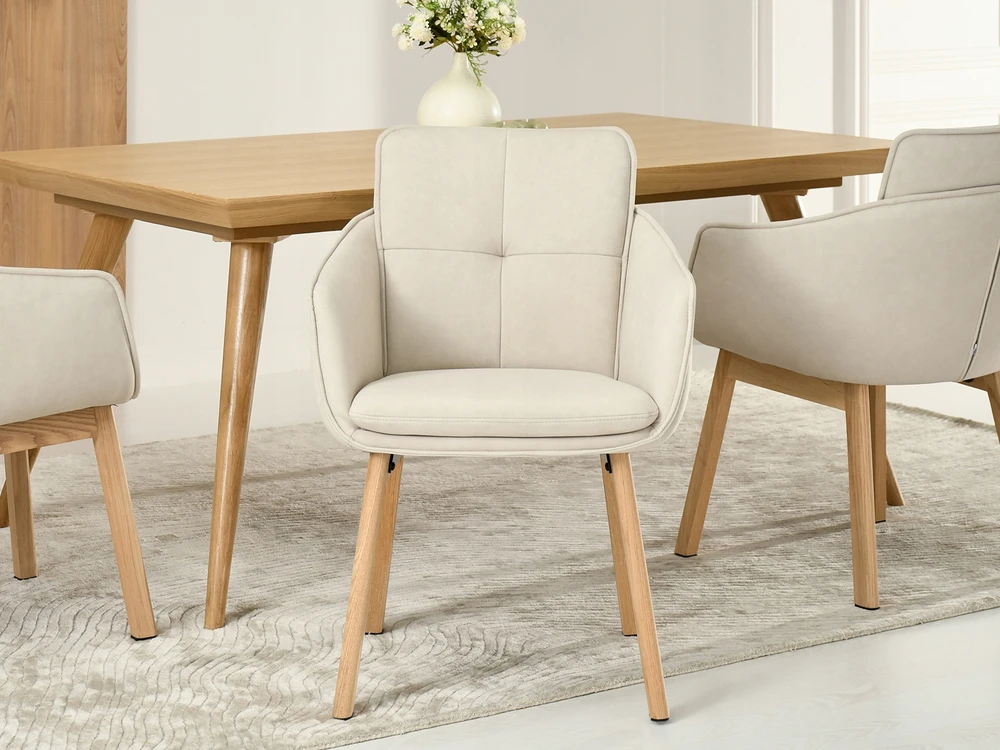 Mebel Partner ELEGANTIŠKA VALGOMO KĖDĖ SU RANKŲ ATRAMAIS MISTRAL BACKET BEIGE Ąžuolo