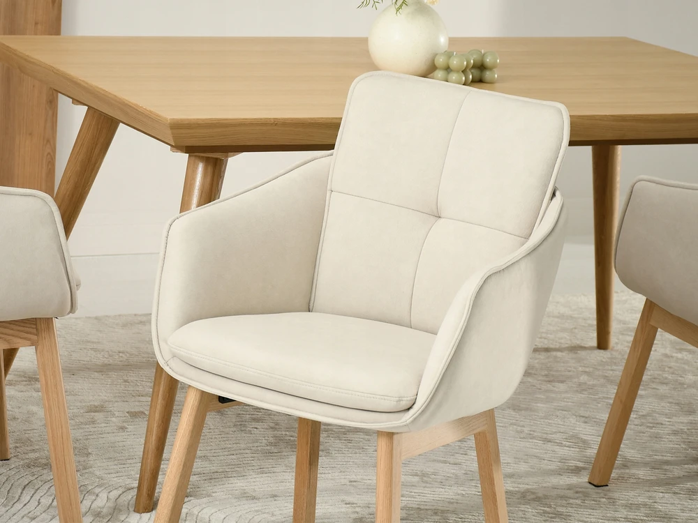Mebel Partner ELEGANTIŠKA VALGOMO KĖDĖ SU RANKŲ ATRAMAIS MISTRAL BACKET BEIGE Ąžuolo