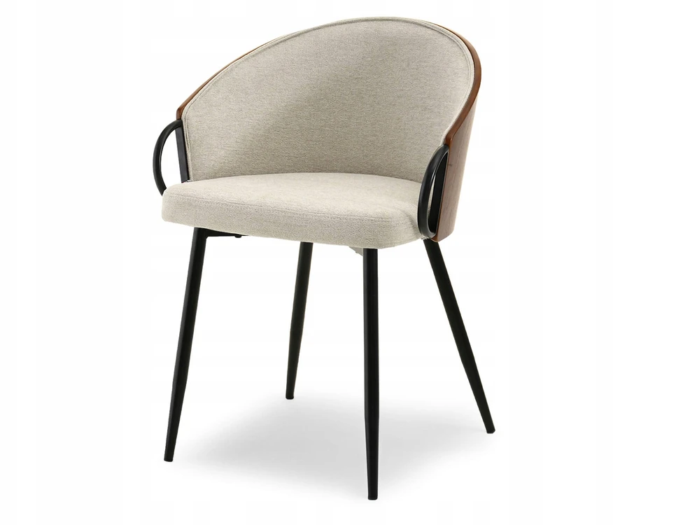 Mebel Partner ELEGANTIŠKOS KĖDĖS SU DEKORATYVIAIS porankiais ELVIRA BEIGE GRAIKIŲ RIEŠUTŲ