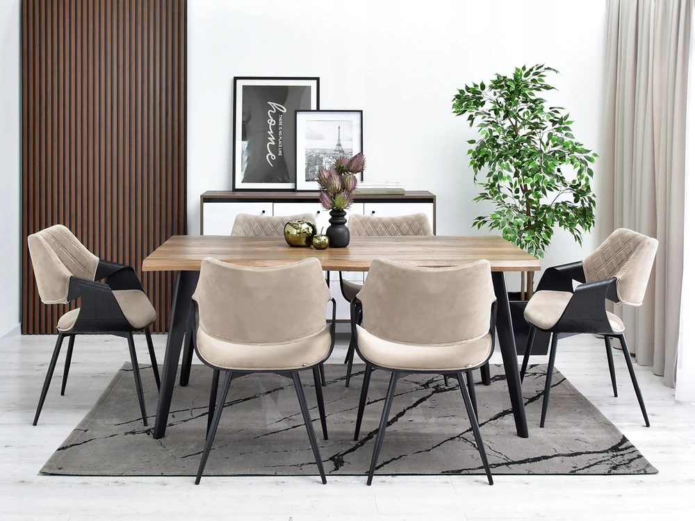 Mebel Partner ELEGANTIŠKOS SUlenktos MEDINĖS KĖDĖS SU DAUGINĖTA ATGALĖS RENZO Juodas BEIGE