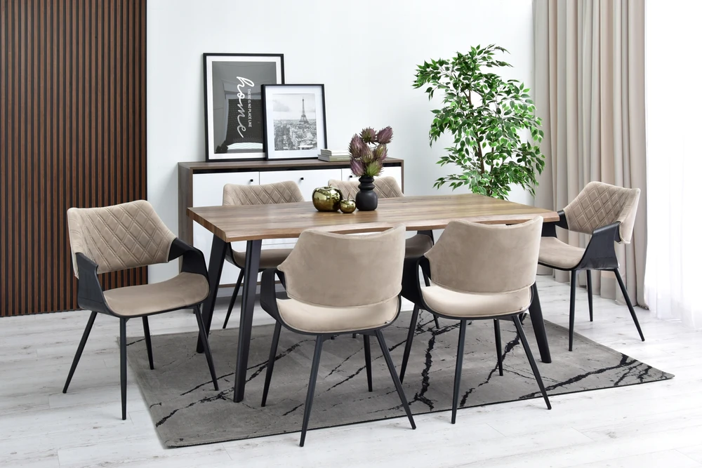 Mebel Partner ELEGANTIŠKOS SUlenktos MEDINĖS KĖDĖS SU DAUGINĖTA ATGALĖS RENZO Juodas BEIGE