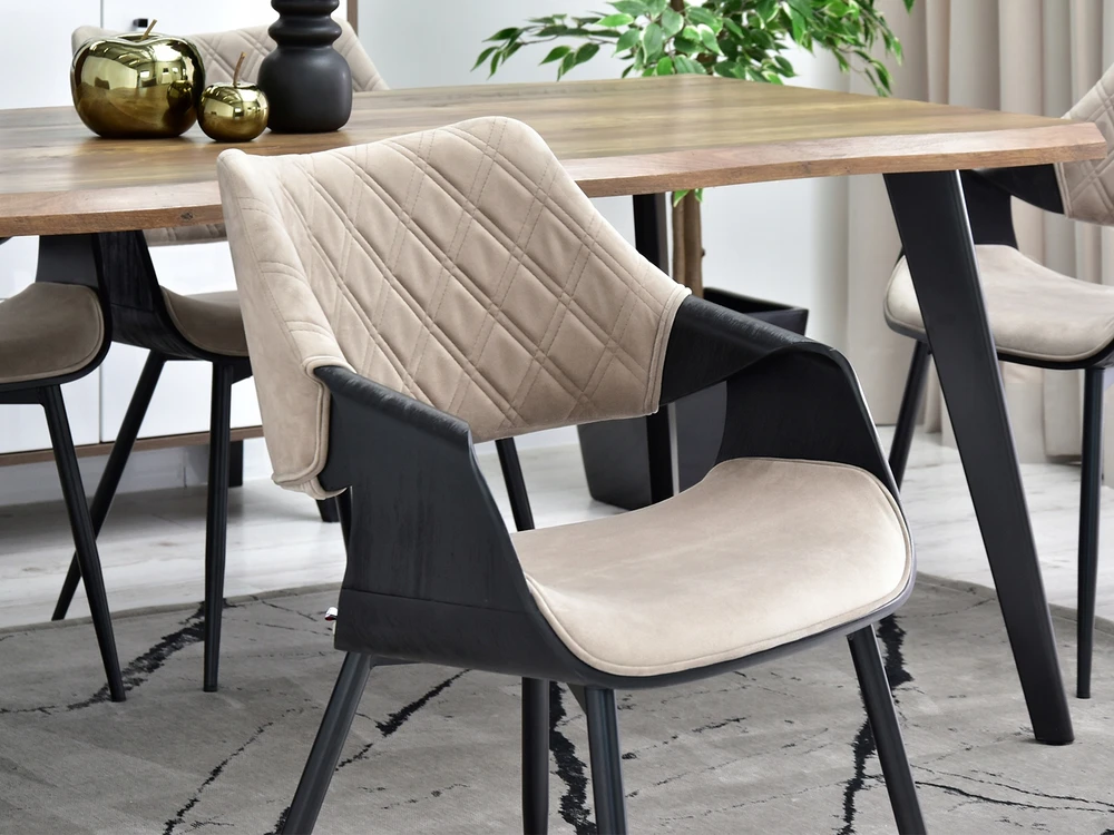 Mebel Partner ELEGANTIŠKOS SUlenktos MEDINĖS KĖDĖS SU DAUGINĖTA ATGALĖS RENZO Juodas BEIGE